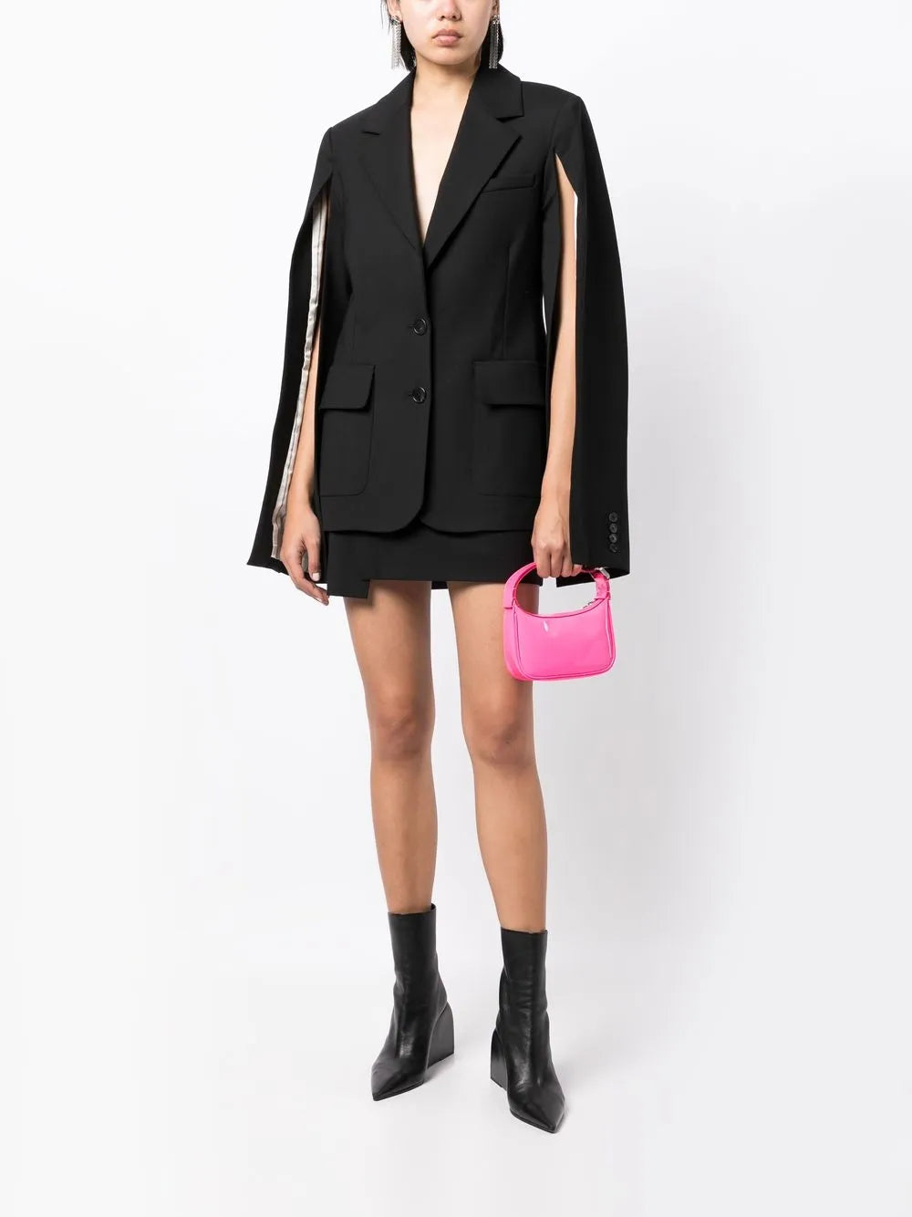 Arm-Slit Wool-Blend Blazer
