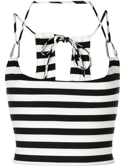 Striped Halterneck Cropped Top