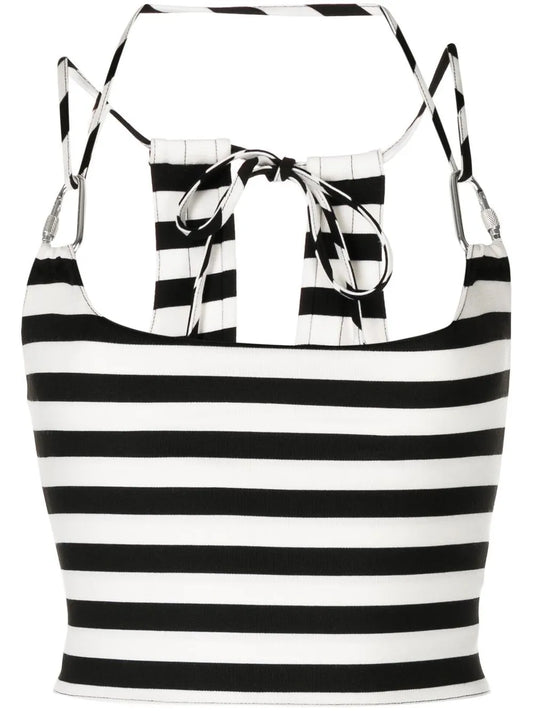 Striped Halterneck Cropped Top