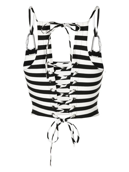 Striped Halterneck Cropped Top