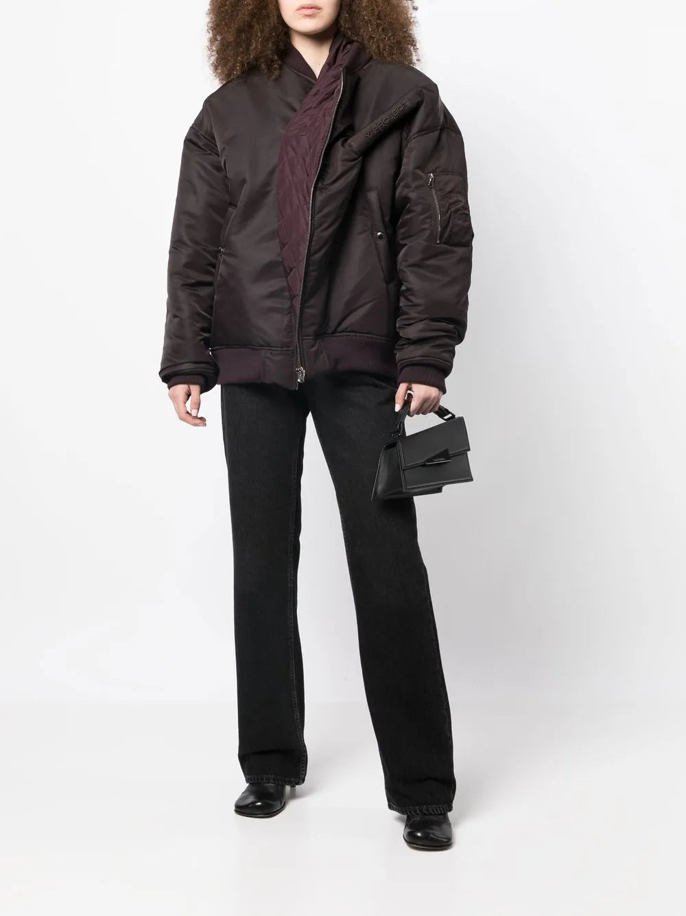 Embroidered-Logo Pinched Bomber Jacket