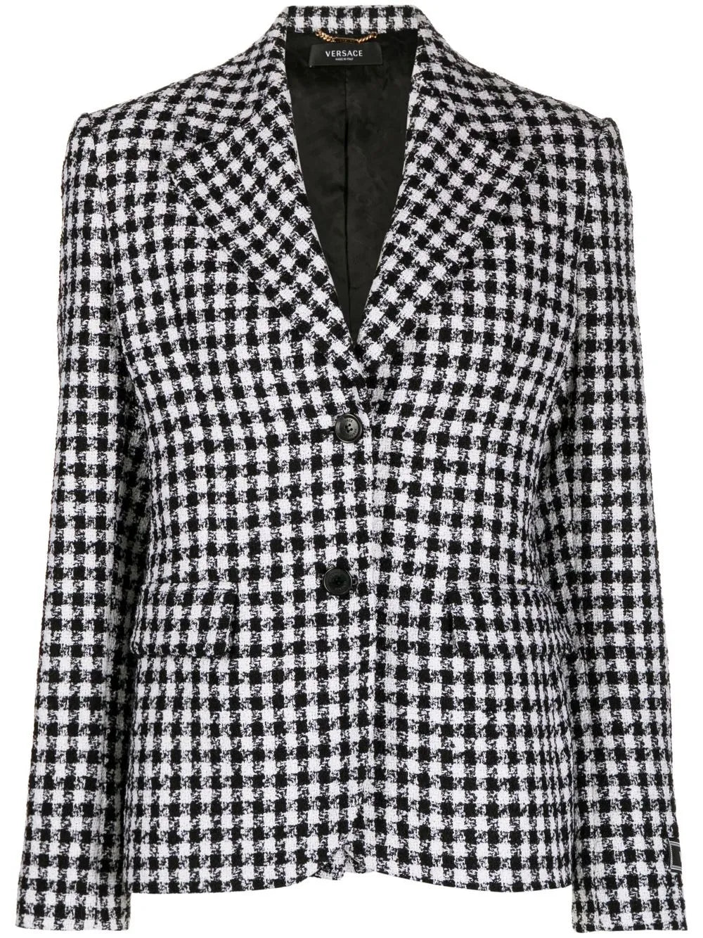 Dogtooth Single-Breasted Tweed Blazer