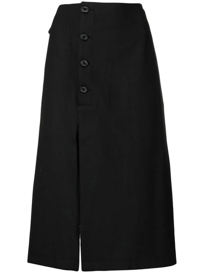 Button-Detail Midi Skirt