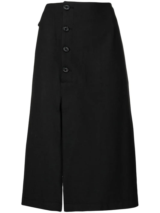 Button-Detail Midi Skirt