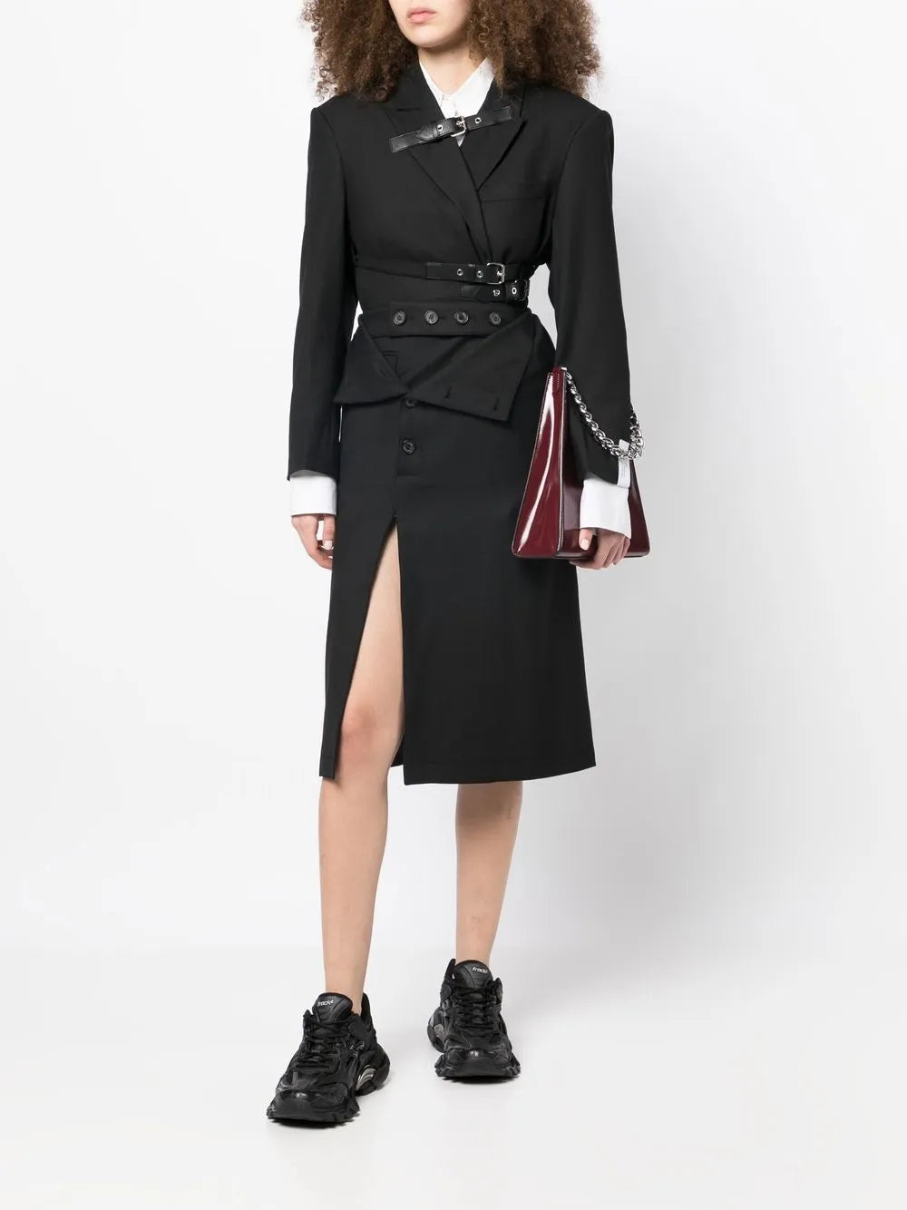 Button-Detail Midi Skirt