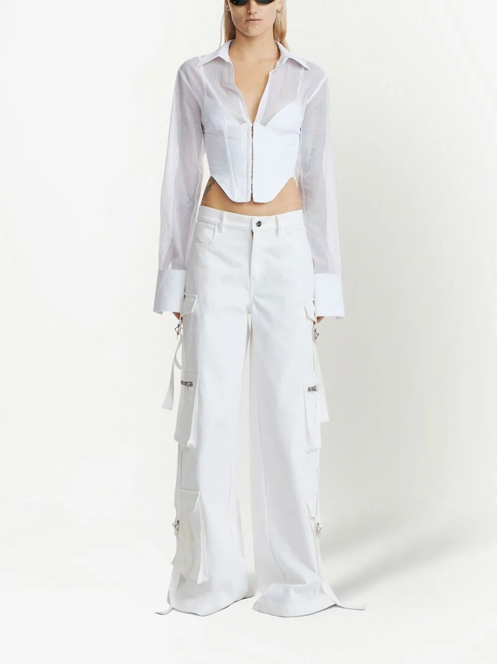 Grid Sheer Corset Shirt