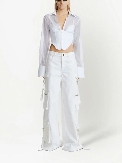 Grid Sheer Corset Shirt