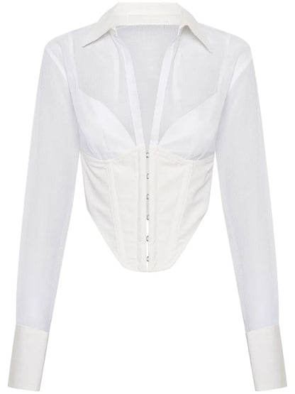 Grid Sheer Corset Shirt