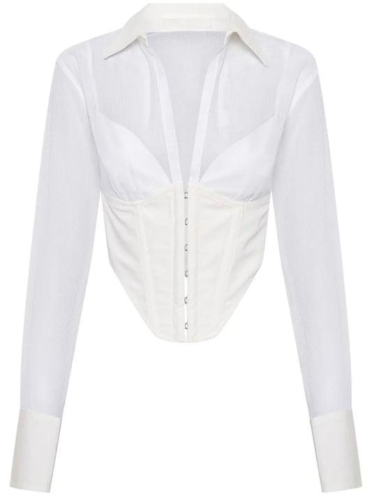 Grid Sheer Corset Shirt