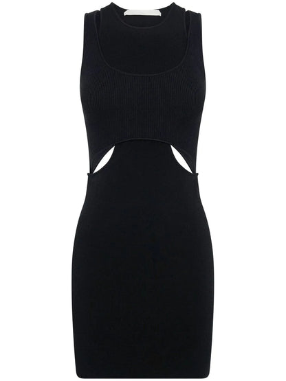 Cut-Out Detail Layered Mini Dress