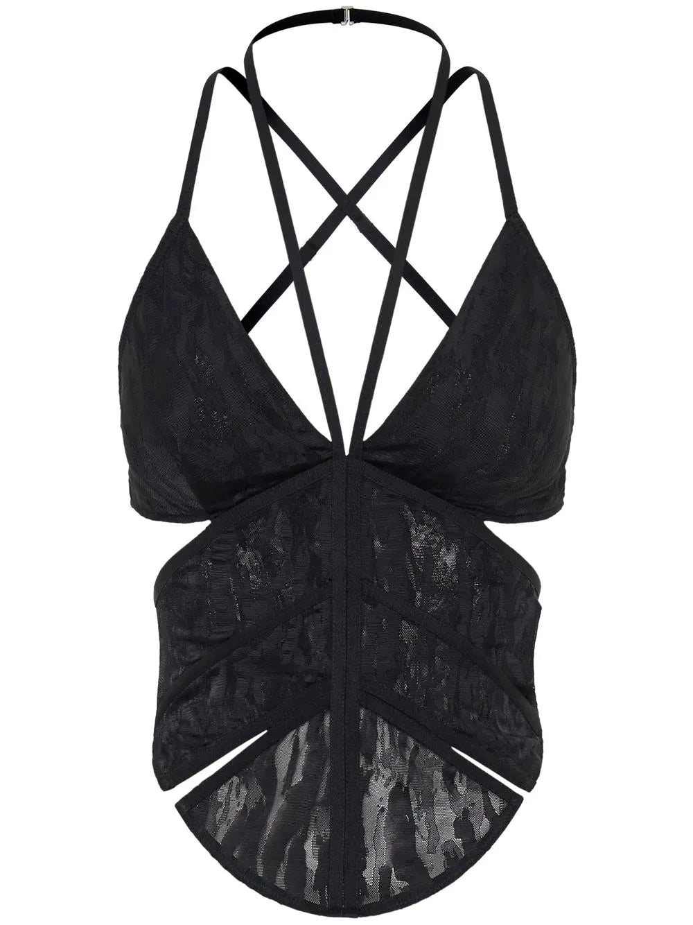 Patterned-Jacquard Halterneck Cami Top