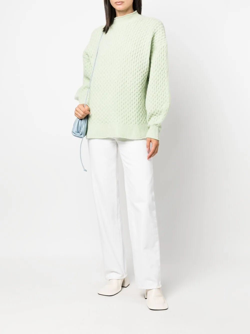 Textured-Knit Mock Neck Jumper