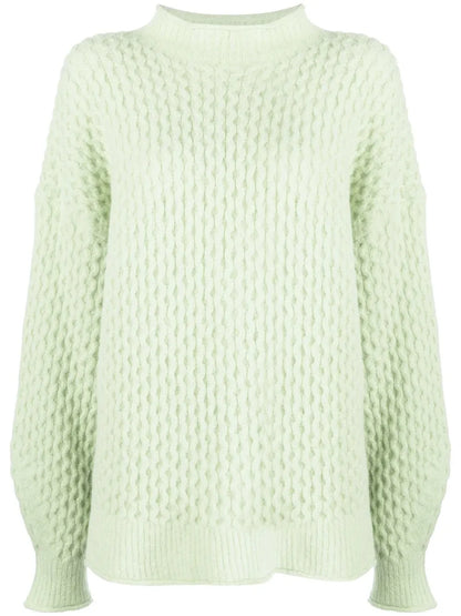 Textured-Knit Mock Neck Jumper