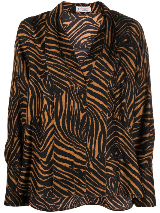 Animal-Print Silk Blouse
