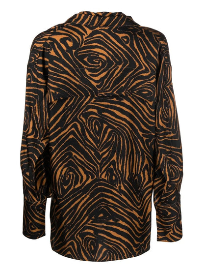 Animal-Print Silk Blouse
