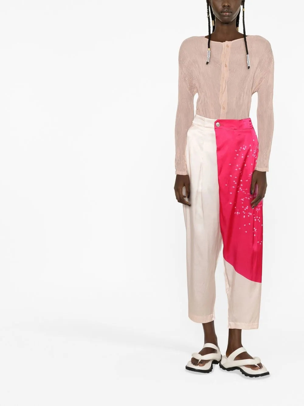 Colour-Block Cropped Trousers