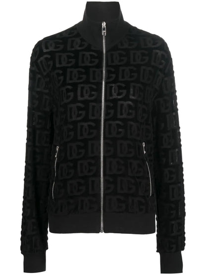Jacquard-Logo Zip-Up Sweatshirt