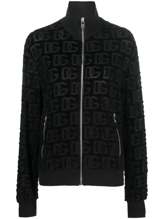 Jacquard-Logo Zip-Up Sweatshirt