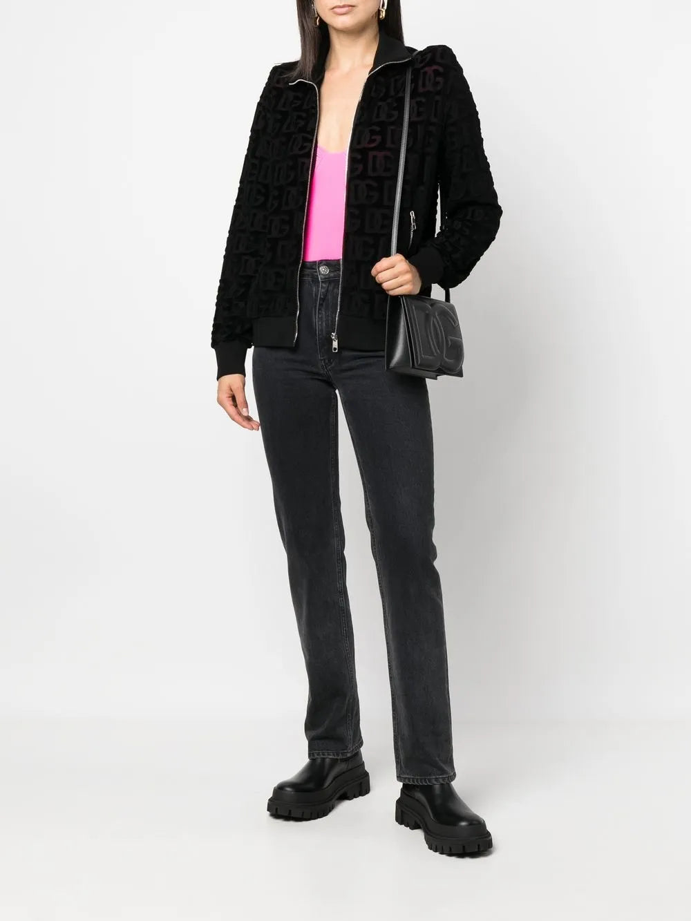 Jacquard-Logo Zip-Up Sweatshirt