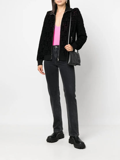 Jacquard-Logo Zip-Up Sweatshirt