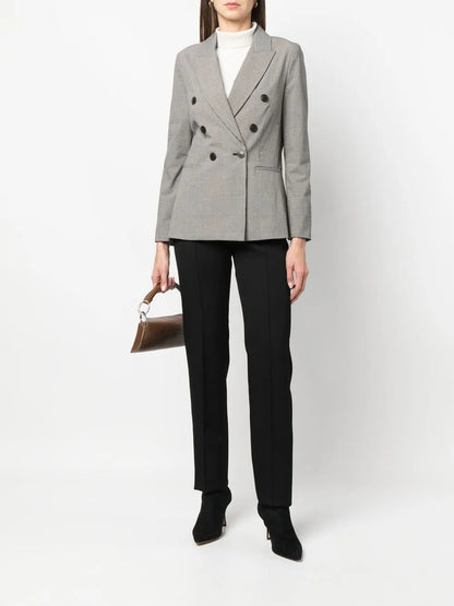 Double-Breasted Checked Blazer