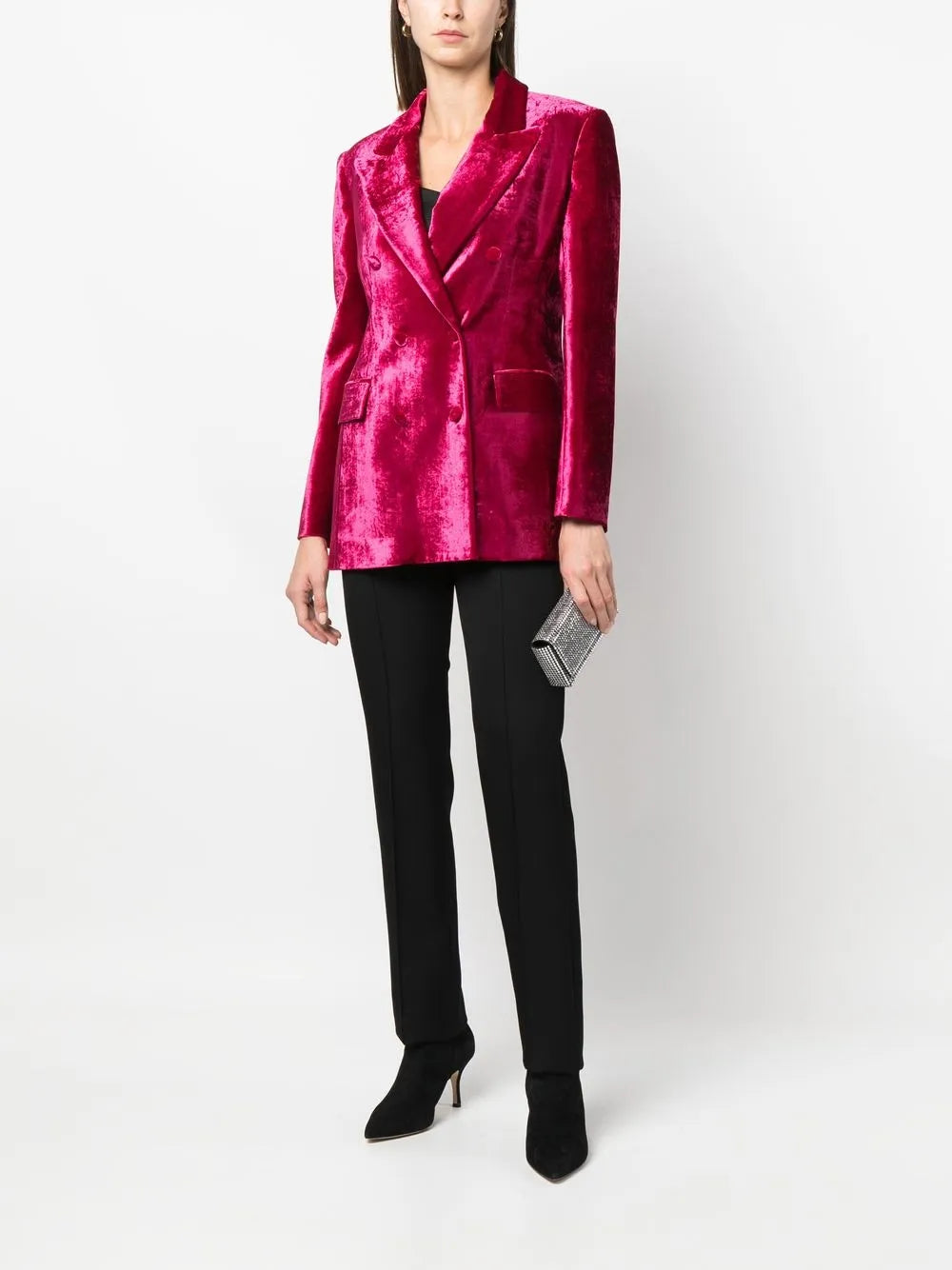 Double-Breasted Velvet Blazer