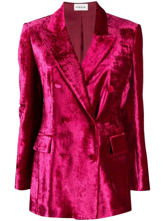 Double-Breasted Velvet Blazer