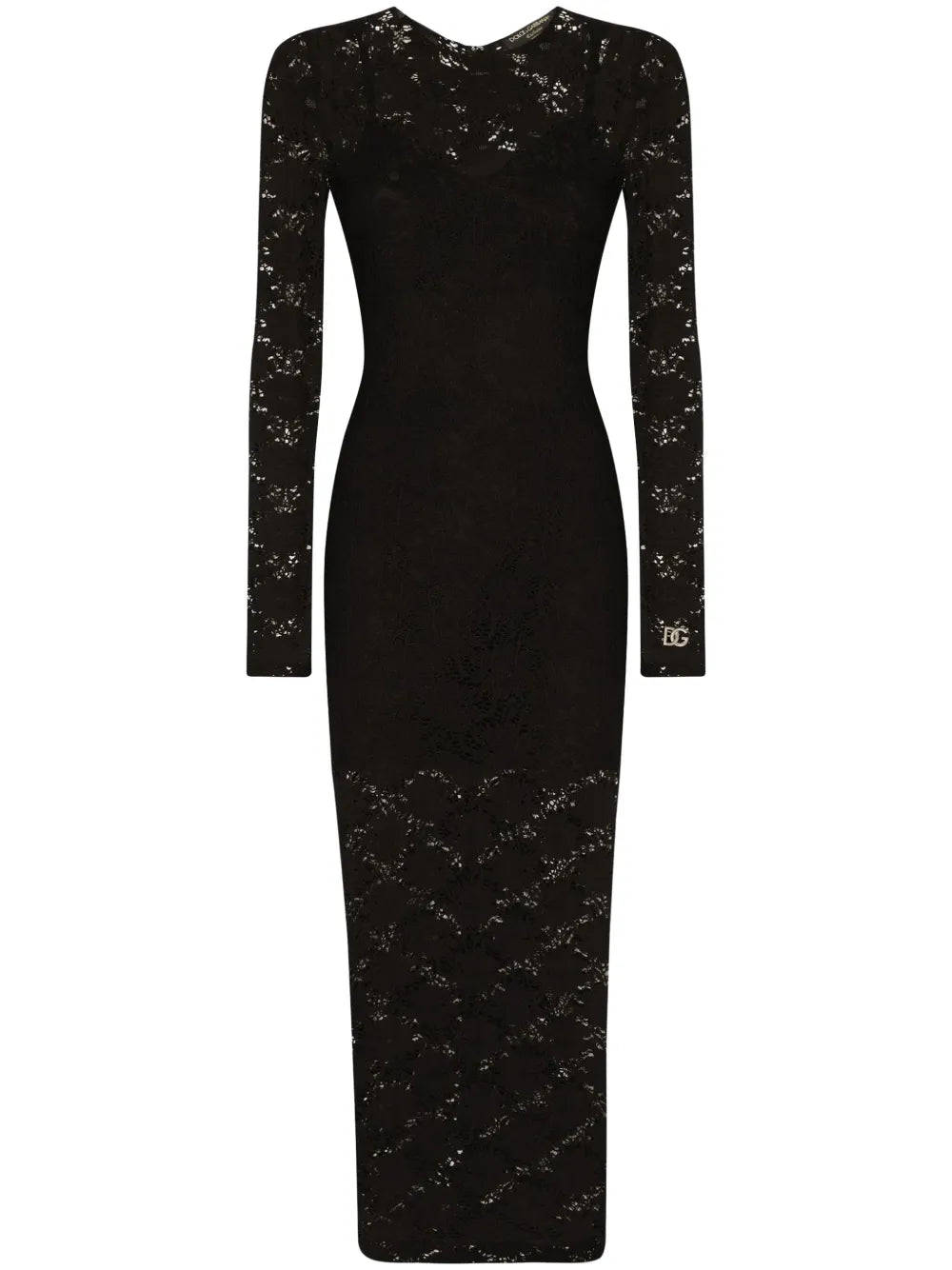 Lace-Panel Midi Dress