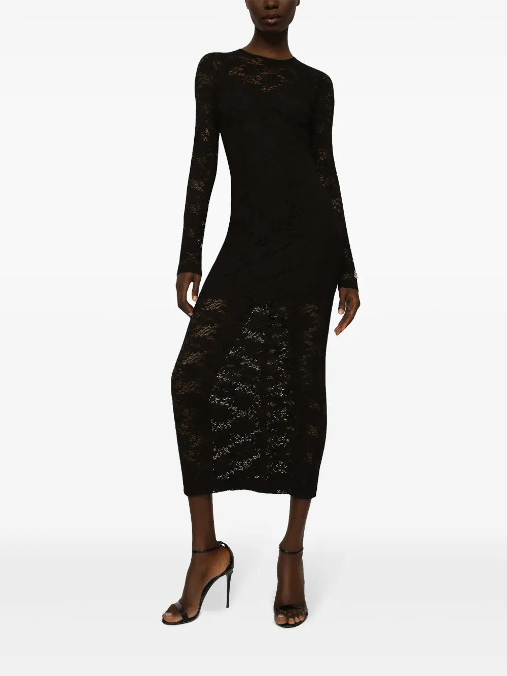 Lace-Panel Midi Dress