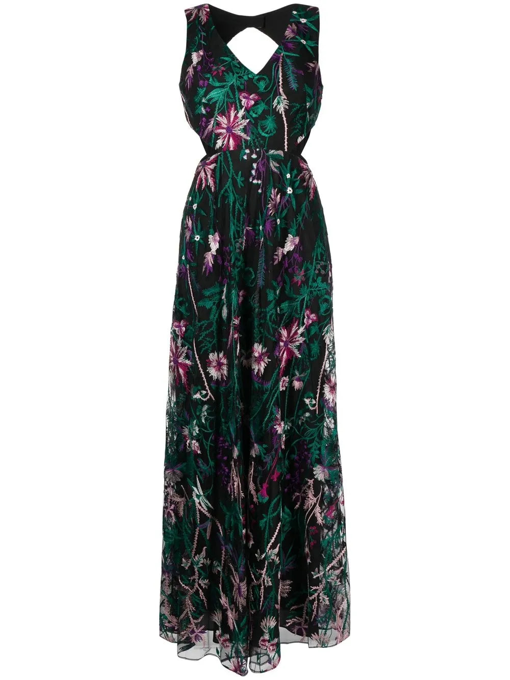 Cut-Out Floral-Embroidery Gown