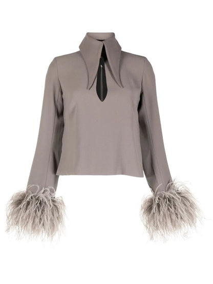 Michelle Feather-Detail Blouse