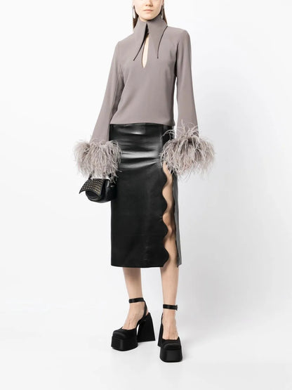 Michelle Feather-Detail Blouse
