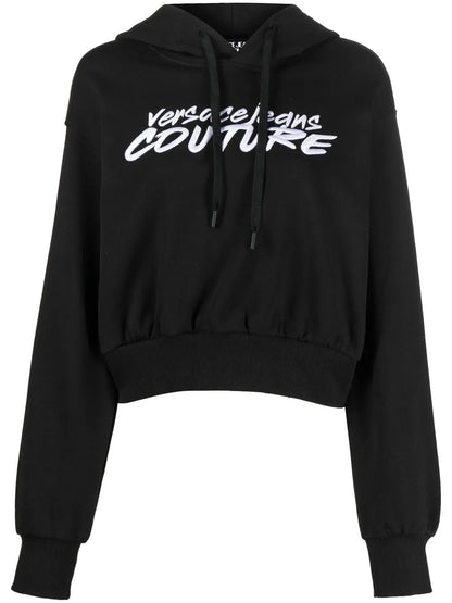 Logo-Embroidered Cropped Hoodie