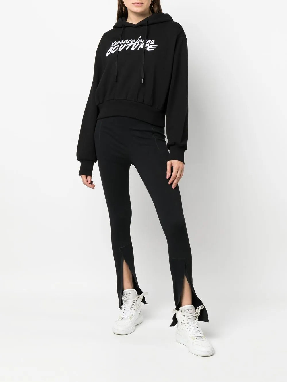 Logo-Embroidered Cropped Hoodie