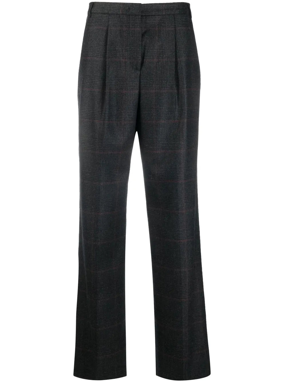Check-Pattern Wide-Leg Trousers