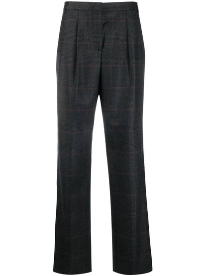 Check-Pattern Wide-Leg Trousers