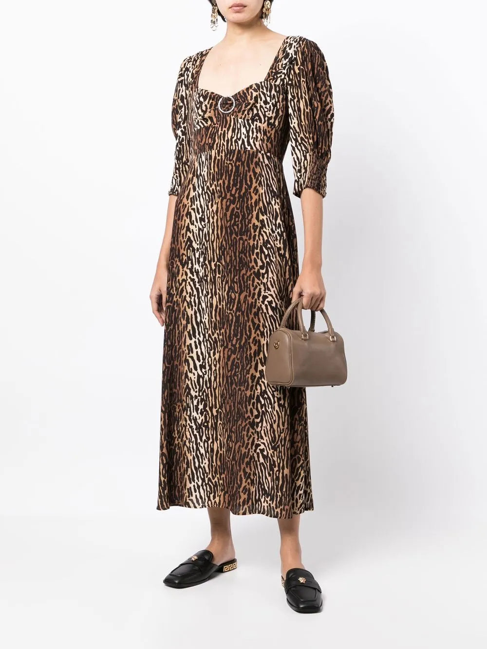 Leopard-Print Midi Dress