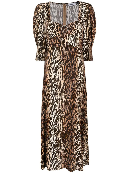 Leopard-Print Midi Dress