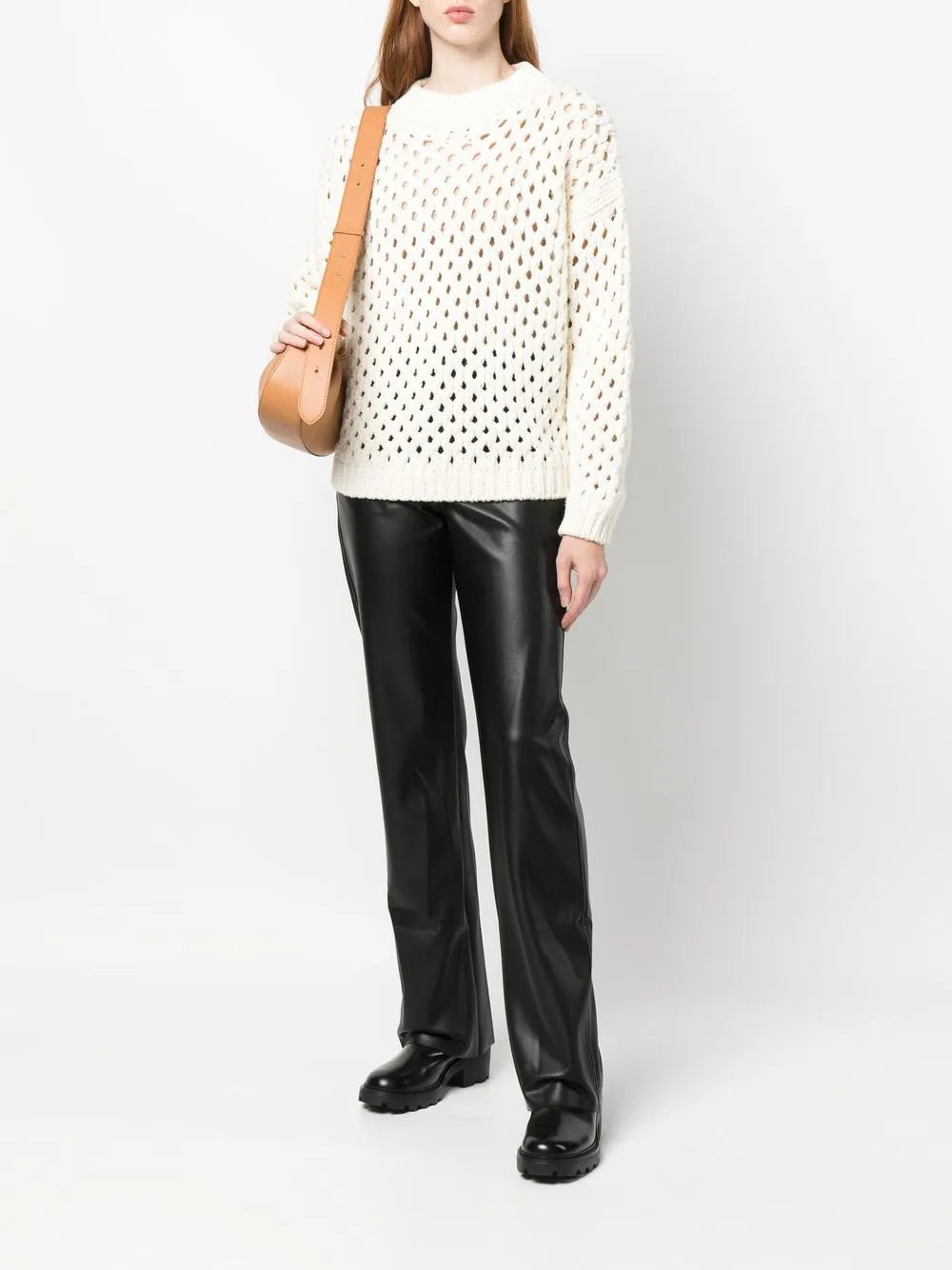 Open-Knit Crew Neck Jumper