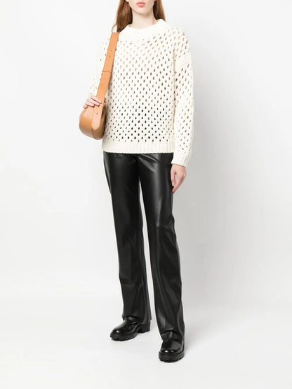 Open-Knit Crew Neck Jumper