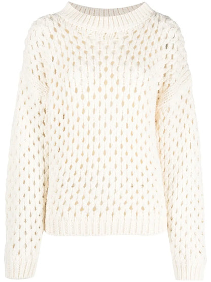 Open-Knit Crew Neck Jumper