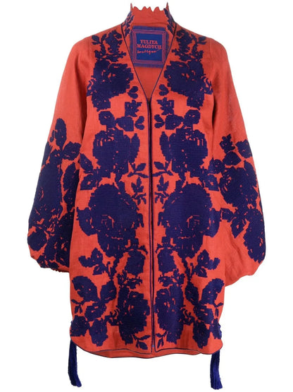 Floral-Jacquard Linen Minidress