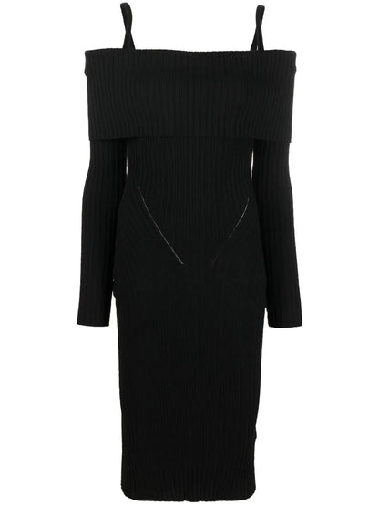 Off-Shoulder Ribbed Knit Dress