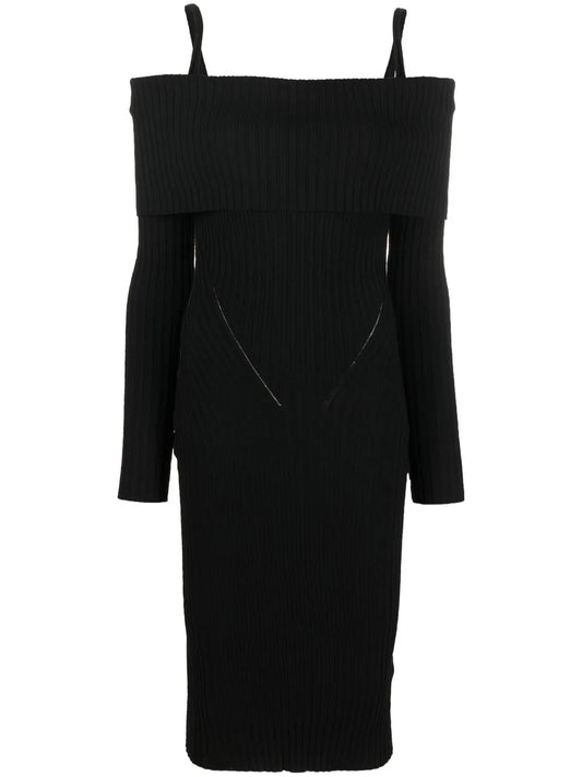 Off-Shoulder Ribbed Knit Dress