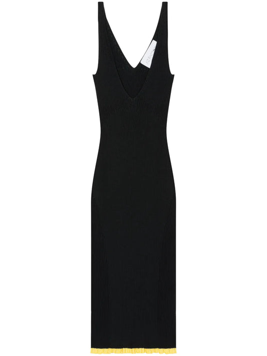 V-Neck Ribbed Midi Dress