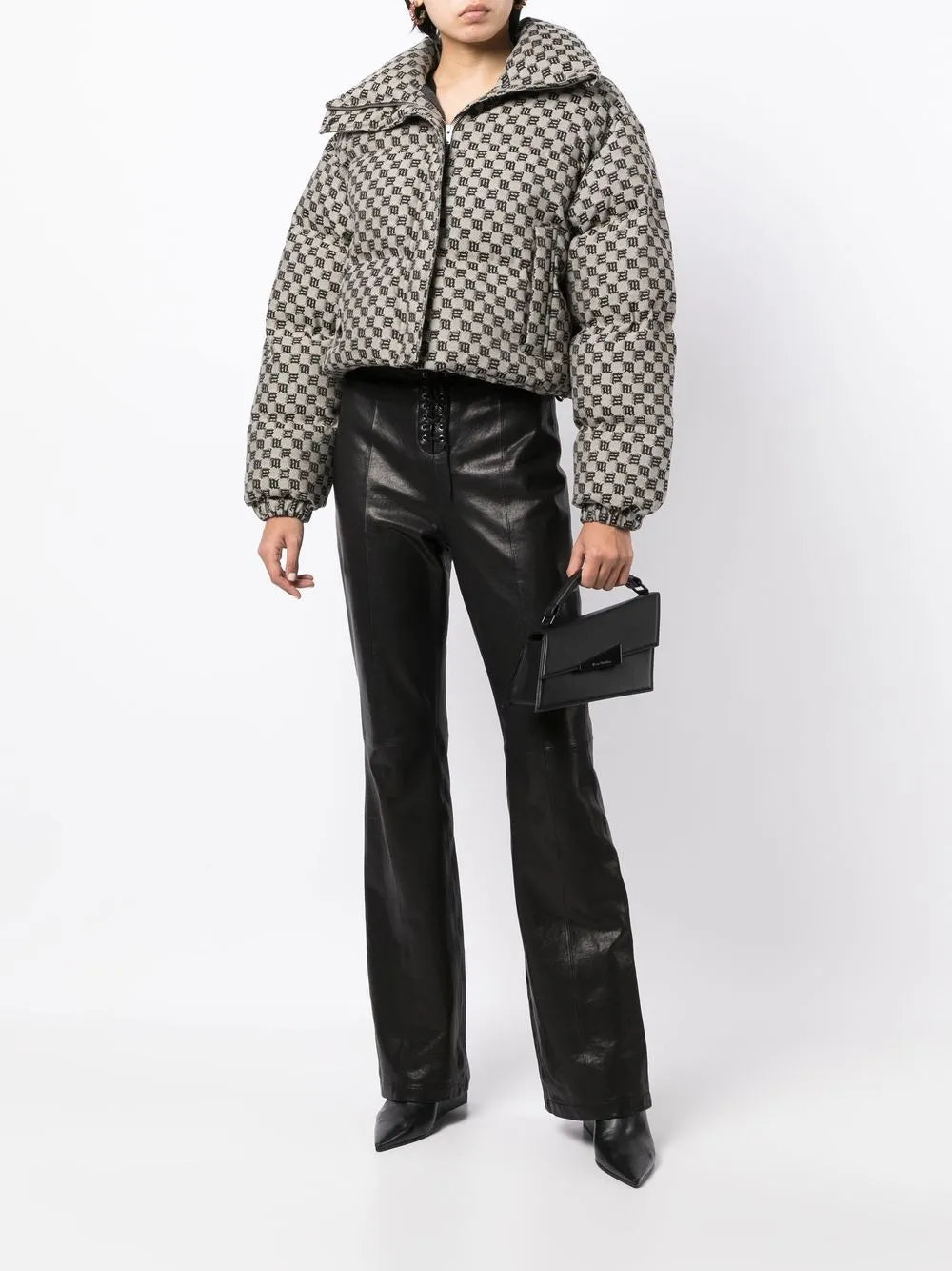 Monogram-Print Cropped Puffer Jacket