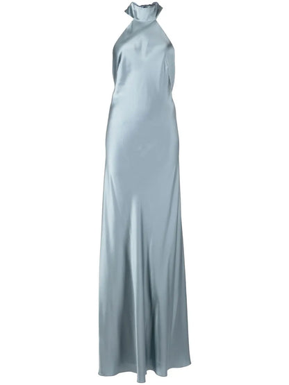 Backless Halter-Neck Tie Gown