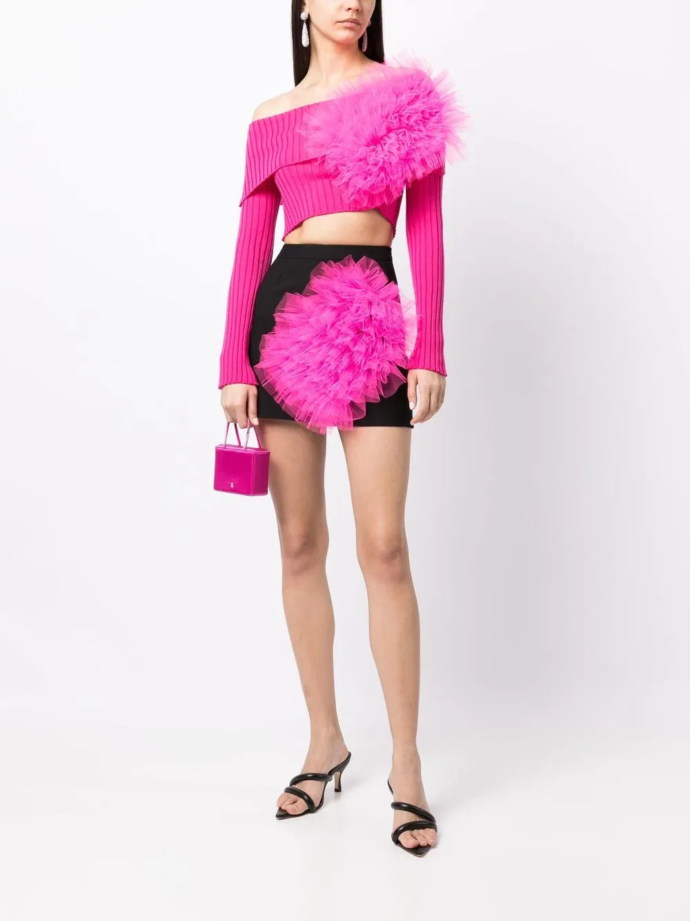Tulle-Ruffle Mini Skirt
