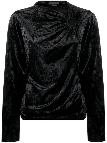 Crushed-Velvet Long-Sleeve Top