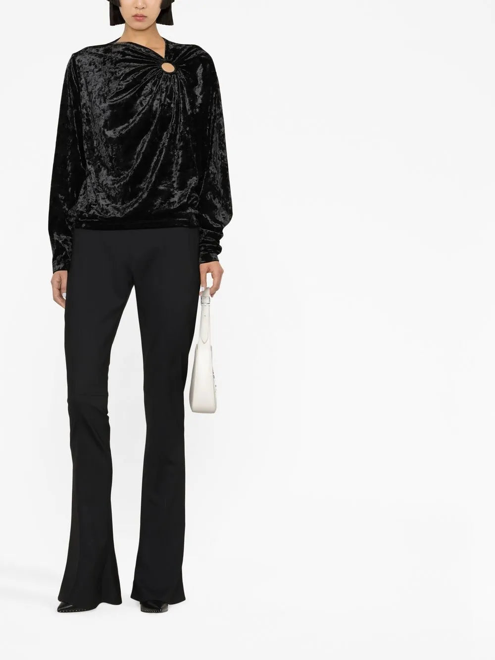 Crushed-Velvet Long-Sleeve Top